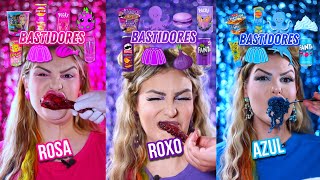 BASTIDORES MUKBANG COMIDAS COLORIDAS 🔥 [Rosa  •  Roxo • Azul]