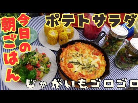 【子供もバクバク！】李さんの朝ごはん♪畑で収穫したジャガイモで子供も大好きなポテトサラダを作りました♪