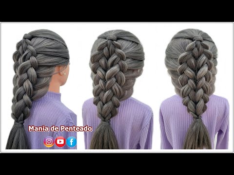 Penteado Rápido e Elegante com Trança 😍| Quick and Elegant Braid Hairstyle for Girls 🥰💖