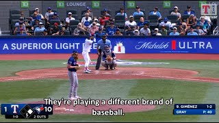 5-minutes of Awed-Compliments by Texas Rangers TV Broadcasters, BLOWN AWAY by Toronto Blue Jays