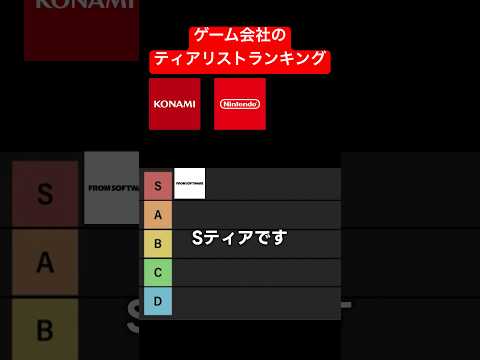 ゲーム会社のティアリストランキング　#フロムソフトウェア #フロムゲー #死にゲー #ゲームレビュー #ゲーム紹介 #おすすめゲーム #任天堂 #konami #コナミ