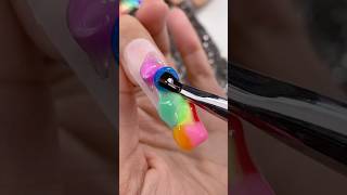Blended Rainbow Marble Nail Art 💅 ilysmnails .com #nails #Nail #satisfying #art #nailtutorial