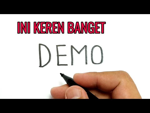 cara menggambar kata DEMO menjadi gambar mahasiswa yang KEREN