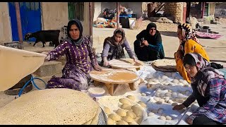 Hardworking nomadic women: Fariba bakes bread and her daughter cleans