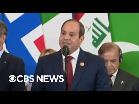 YouTube video thumbnail: Egyptian President Reacts to Peace Deal During Trump Visit