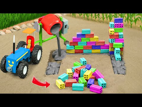 Diy tractor mini Bulldozer to making concrete road | Construction Vehicles, Road Roller #603