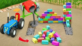 Diy tractor mini Bulldozer to making concrete road | Construction Vehicles, Road Roller #603
