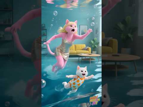 The kitten turned the house into a pool! Mom totally MELTDOWN! 😭 #animation #cartoon