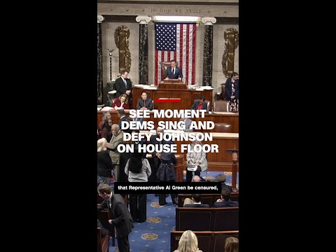 See moment Democrats sing and defy Johnson on House floor