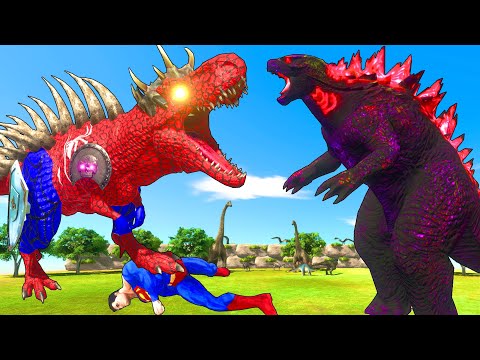 Rescue GODZILLA EARTH From Spiderman T-Rex Dinosaur & Superhero Animal Revolt Battle Simulator