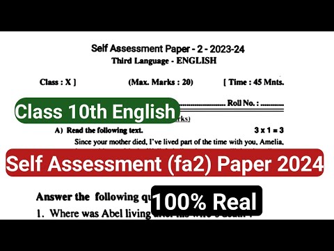 10th class self assessment to fa2 English paper 10th English question paper answers model paper