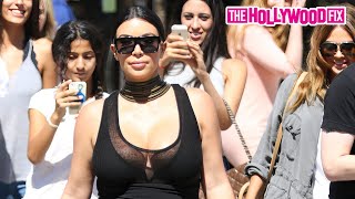 Kim Kardashian Keeps Cool When Swarmed By Fans & Paparazzi Leaving Lunch At La Scala In Bev. Hills
