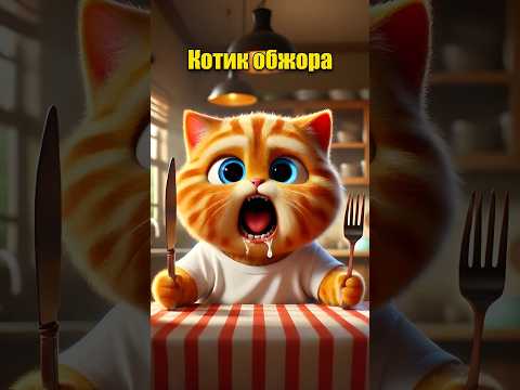 Котик обжора в нейросети #dalle3 #chatgpt #котик #юмор #кот #aiart #aicat #ии  #нейросеть #мультик