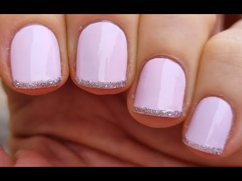 Baby Pink Nails With Glitter Nail Tips | French Manicure On Short Nails