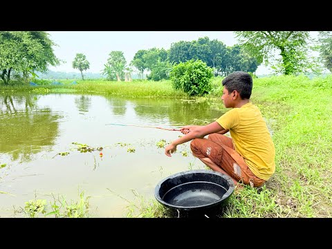 Amazing Best Fishing 2024✅| | Little Boy Catching Fish By Fish Hook In The Beautiful Nature 😍😍