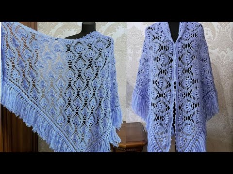 شال كروشيه مثلث رائع وشيك/crochet shawl