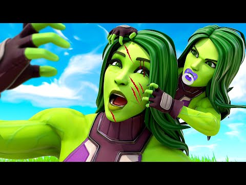 MOTHER VS DAUGHTER - BABY SHE-HULK ATTACKS MOM.... ( Fortnite Short )