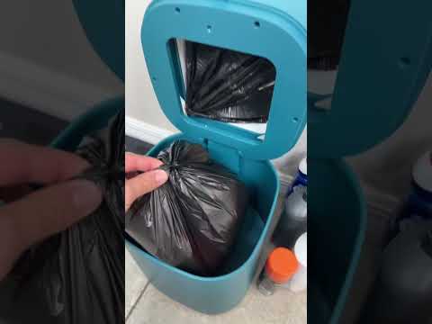 I’m living in the future with this smart automatic trash can😂 #trashcan #bathroomfinds #homefinds