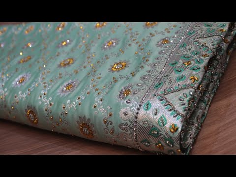 ARNG-3447 "The Light Turquoise" Premium Banarasi Silk Saree||Silk||Acrylic Stones||Golden Zari