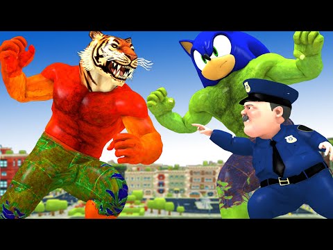 Son sonic Transform SonicHulk vs Giant Tiger Hulk Revengers for Mother - Scary Teacher 3D Hero