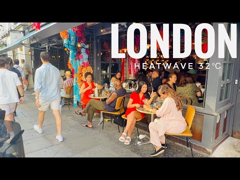 England, London City Summer Streets Heatwave Walk in London | Central London View at 32°C [4K HDR]