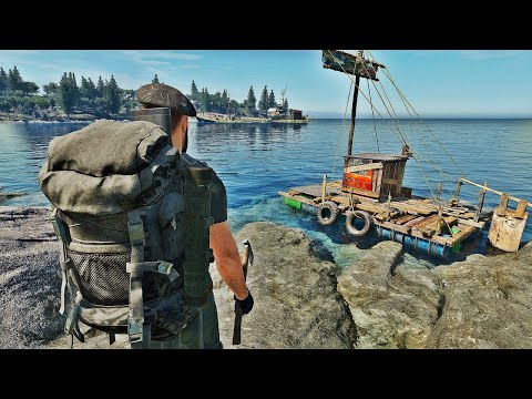 DIA 5 : SOBREVIVENDO SOLO | CONSTRUÍ UMA JANGADA e FUI EXPLORAR O NAVIO MILITAR NAUFRAGADO!
