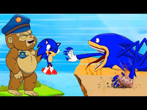 SHIN SONIC vs POLICE KONG, baby Sonic choo-choo train Minecraft Animation look cards