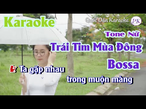 Karaoke Trái Tim Mùa Đông | Bossa Nova | Tone Nữ (Dm,Tp:110) | Quốc Dân Karaoke