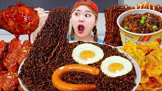 LIVE Tteokbokki& Mukbang Black bean Noodle & Spicy Chicken EATING by HIU 하이유