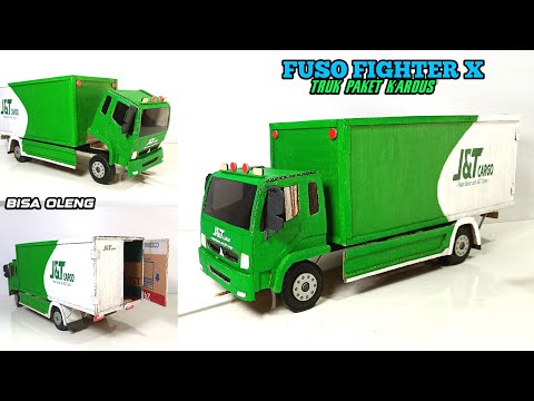 MEMBUAT TRUK FUSO FIGHTER X TRUK BOX JNT CARGO BISA OLENG  || PINTU BISA BUKA 🚚