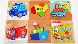 Learn Vehicle Names & Shapes with Matching Puzzle | Preschool Toddler Toy Learning Video