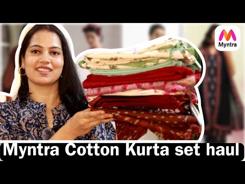 MYNTRA BEAUTIFUL COTTON KURTA SET |Myntra Haul /kurta set Haul /Myntra Kurta set Tryon Haul |shalini