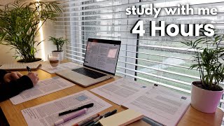 4 Hour STUDY WITH ME 🌧 Rainy Day Ambience | No Music, Real Background Sounds + Breaks