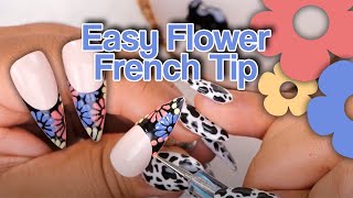 Easy Flower French Tip Nail Art Tutorial | Colourful and Fun! 🌸💮