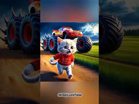 Cute Kitten 🆚 Monster Car 🙀👿 #cat #kitten #sad