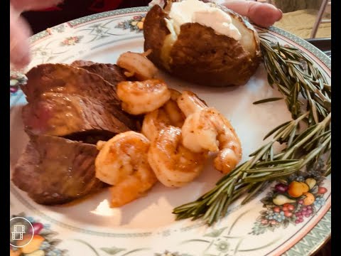 SIRLOINS STEAK 🥩 Y CAMARONES AL SARTEN  ( MAR Y TIERRA 🇵🇷