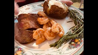 SIRLOINS STEAK 🥩 Y CAMARONES AL SARTEN  ( MAR Y TIERRA 🇵🇷