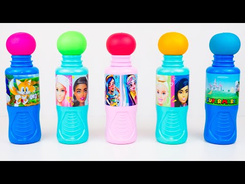 SATISFYING ASMR BOTTLE: Making 5 Rainbow Cups WITH Stress Balls AND Kinetic Sand Cutting ASMR