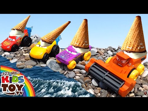 Cars on the sea and a lot - a lot of ICE CREAM. Sea adventures of toys