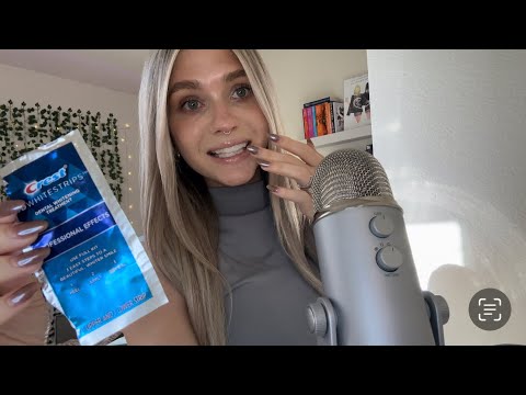 ASMR| Appyling Teeth Whitening Strips With Clicky Whispering (Recreating My First Video)