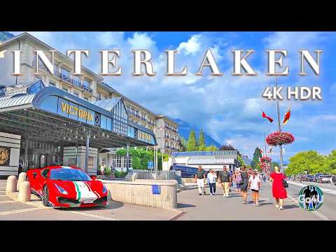 INTERLAKEN SWITZERLAND 🇨🇭 Cute town between 2 lakes / Walking tour in Region Jungfrau 4K HDR