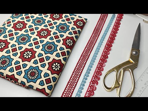 Printed कुर्ती पर डोरी और Laces लगाकर बनाएं ख़ूबसूरत Bell sleeves Design/ Beautiful Sleeves design