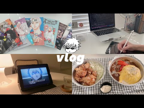 preparing for back to school, manga unboxing, getting organized, watching anime | productive vlog