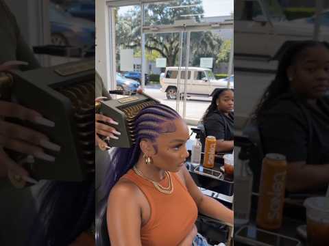 This Machine Braids Hair in 10 Seconds! 😱 Perfect Purple Stitch Braids.#HairBraids #BraidingMachine