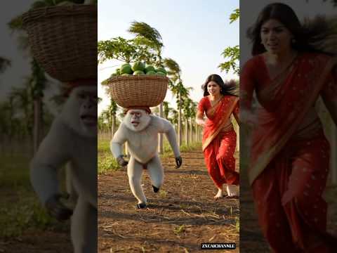 girl saved pregnant monkey🥺 #ai #girl #monkey