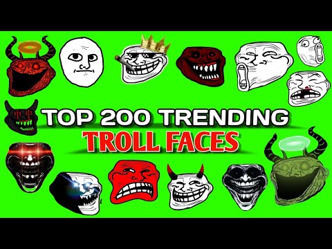 TOP 200 TRENDING TROLL FACES IN GREEN SCREEN | NO COPYRIGHT TROLL FACES | FREE FACES | #trollface