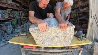 Fabrication d'éléments de piliers en granit