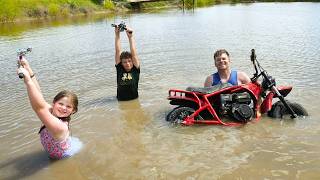 Ziplining and Jumping Motorcycle into Lake