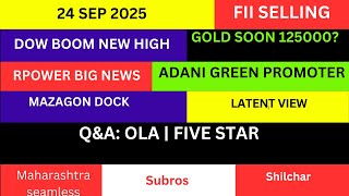 LATEST SHARE MARKET NEWS💥24 SEPT💥NIFTY NEWS💥RELIANCE POWER NEWS OLA NEWS GOLD NEWS PART-1&2