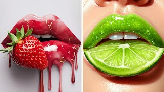 🍓 Fruit-Inspired Lip Art 2025 💄 | Viral Glossy Lips, Hyperreal Makeup & Pro MUA Techniques 🍋✨
